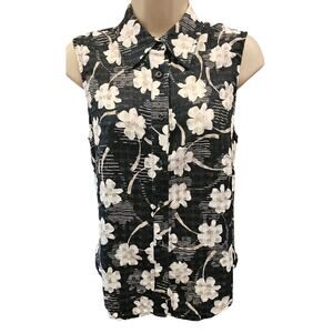 Italian Floral Plaid Print Burnout Silk blend layering shaket vest Curete 8 EUC#